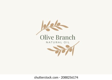 Olive oil tree branch logo illustration design