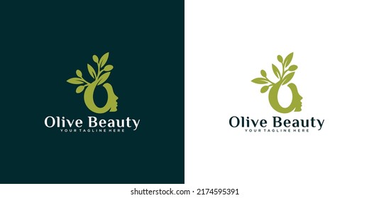 Logo des Olivenölbaums, Design der modernen Frau