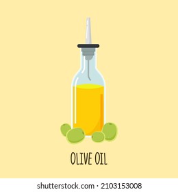 Olive Oil vector. Bottle of olive oil. Olive cartoon vector.
