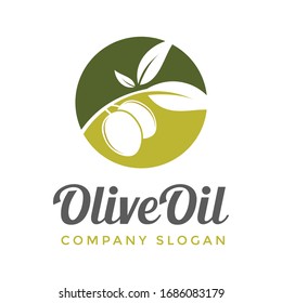 Olive oil vector logo template. This design use leaf and circle symbol. Suitable for health and food business.