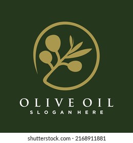 Olive oil vector logo template this design use leaf Premium Vector