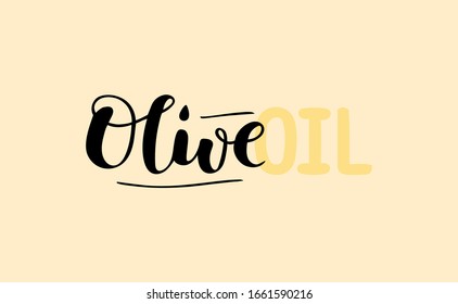 Olive oil vector text, hand drawn lettering