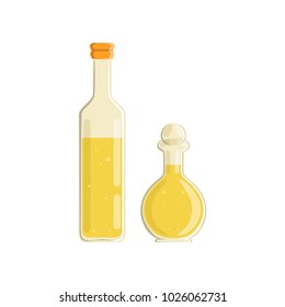 Olive oil and vinegar bottles vector Illustration