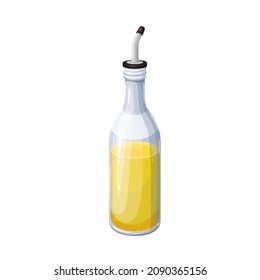 Olive oil or vinegar glass bottle dispenser vector illustration.