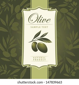 Aceite de oliva.Rama decorativa vectorial. Para etiquetas, empaca.