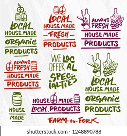 Olive Oil&Wine Hand Drawn Labels Set