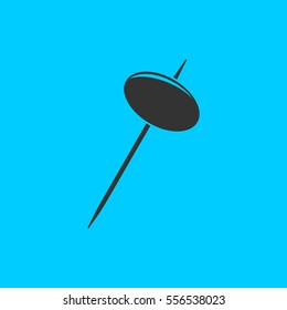 Olive on stick icon flat. Simple vector black pictogram on blue background