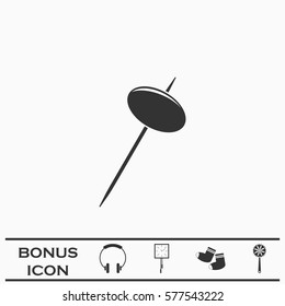 Olive on stick icon flat. Black pictogram on white background. Vector illustration symbol and bonus button