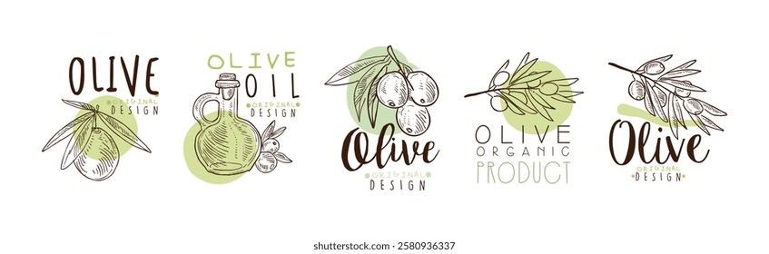 Olive Organic and Natural Product Original Design Vector Set