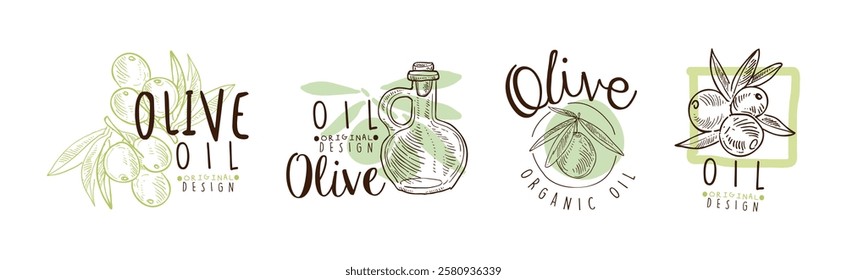 Olive Organic and Natural Product Original Design Vector Set