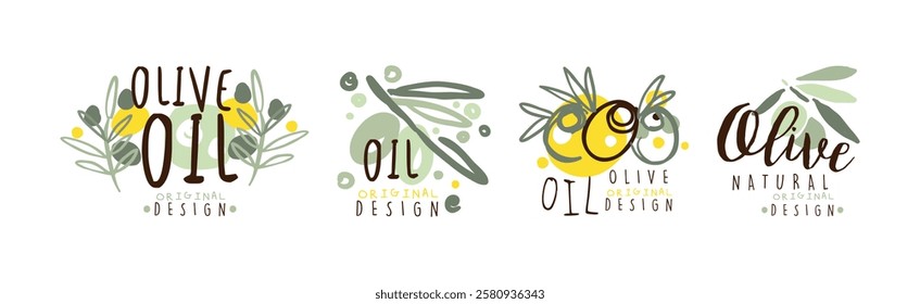 Olive Organic and Natural Product Original Design Vector Set