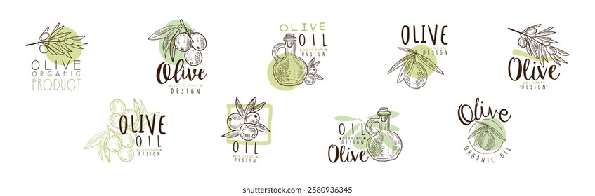 Olive Organic and Natural Product Original Design Vector Set