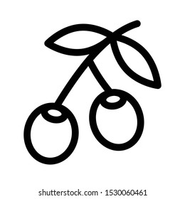 Olive outline icon, line vector sign, linear pictogram isolated on white. Vector Illustration