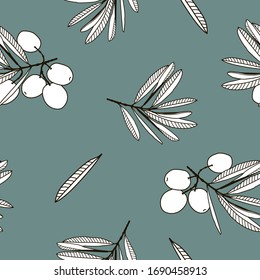 Olive pattern. Background design for olive oil, natural cosmetics. Best for wrapping paper.