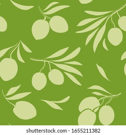 Olive pattern seamless set. Vector olive branch.