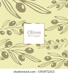 Olive pattern. Vector seamless ornament for packaging.