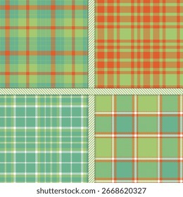 Olive, Pine Green and Mango seamless pattern set of 4