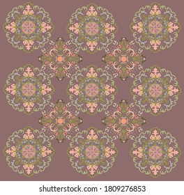 Olive and pink on the mauve background