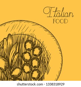 olive plant drawn italian food