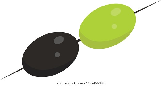 olive and plum in skewer graphic vector