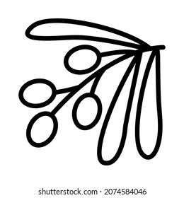 Olive products flat line icon. Fresh tree fetuses and olive oil in bottles and jugs. Outline sign for mobile concept and web design, store.
