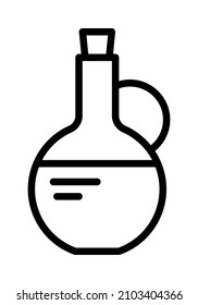 Olive products flat line icon. Fresh tree fetuses and olive oil in bottles and jugs. Outline sign for mobile concept and web design, store.