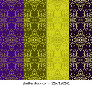 Olive, purple color set of Floral Geometric Pattern. Seamless Texture Color Background. Element For Design. Vector Illustration.