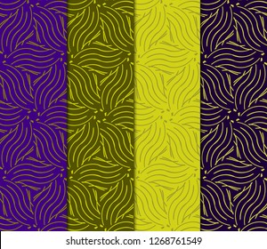 Olive, purple color set of Floral Geometric Pattern. Seamless Texture Color Background. Element For Design. Vector Illustration.