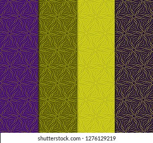 Olive, purple color set of Geometric Pattern In Lace Style. Ethnic Ornament. Vector Illustration. For Modern Interior Design, Fashion Textile Print, Wallpaper.