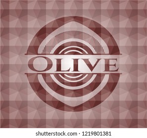 Olive red badge with geometric pattern. Seamless.