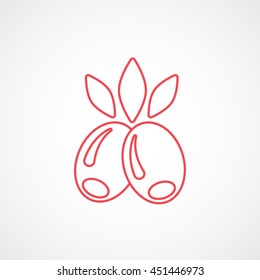 Olive Red Line Icon On White Background