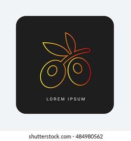 Olive Red & Orange gradient attractive line thin icon / logo design
