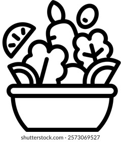 Olive Salad Icon Line Vector Illustration
