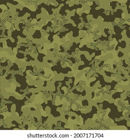 Olive Seamless Artistic Vector Design. Brown Camouflage Seamless Pattern. Camouflage Military Beige Repeated Military Graphic Art. Autumn Repeated War Graphic Print. Green