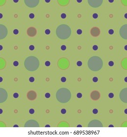 Olive Seamless Background. Pattern With Colorful Circles - Polka Dots Style
