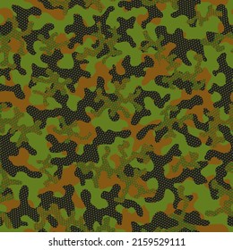 Olive Seamless Color Graphic Backdrop. Camouflage Clothes Beige Camouflage Seamless Pattern. Autumn Repeated Camo Vector Clouds. Brown Repeated Army Vector Wallpaper. Green