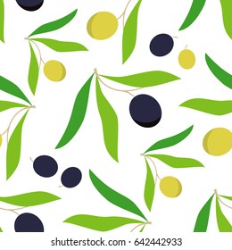 Olive seamless pattern. Vector illustration.
