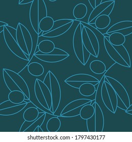 Olive seamless pattern on a green background. Can use for decorative, fabric, fashion, cafe, restaurant   grocery.