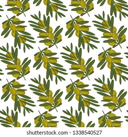 Olive seamless pattern. Vector background for the holidays. Modern design for paper, wallpaper, covers, fabrics, interiors, etc.
