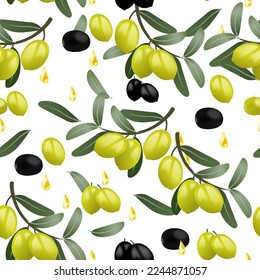 Olive seamless pattern vector background.