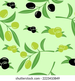 Olive seamless pattern. Vector seamless pattern of olive branches and leaves. vector illustration