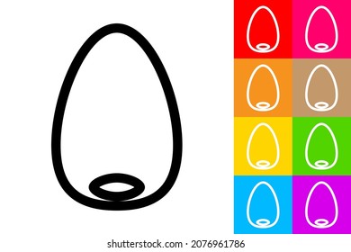 Olive Seed. Line Icon With Different Color Background.