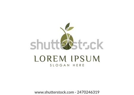 Olive seed logo. Extra virgin olive oil icon. Flat vector Illustration design