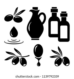 Olive set. Black silhouettes. Vector illustration