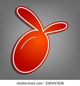 Olive sign illustration. Flat red icon with linear white icon with gray shadow at grayish background. Illustration.