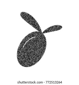 Olive sign illustration. Vector. Black icon from many ovelapping circles with random opacity on white background. Noisy. Isolated.