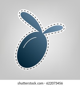 Olive sign illustration. Vector. Blue icon with outline for cutting out at gray background.