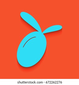 Olive sign illustration. Vector. Blue icon with soft shadow putted down on flamingo background.