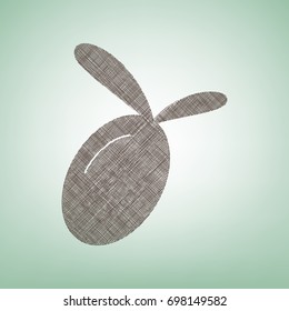 Olive sign illustration. Vector. Brown flax icon on green background with light spot at the center.