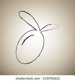 Olive sign illustration. Vector. Brush drawed black icon at light brown background.